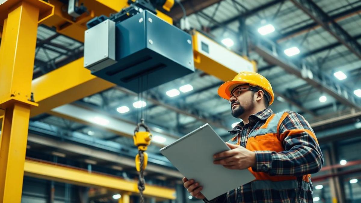 Technical sales meeting reviewing crane drawings