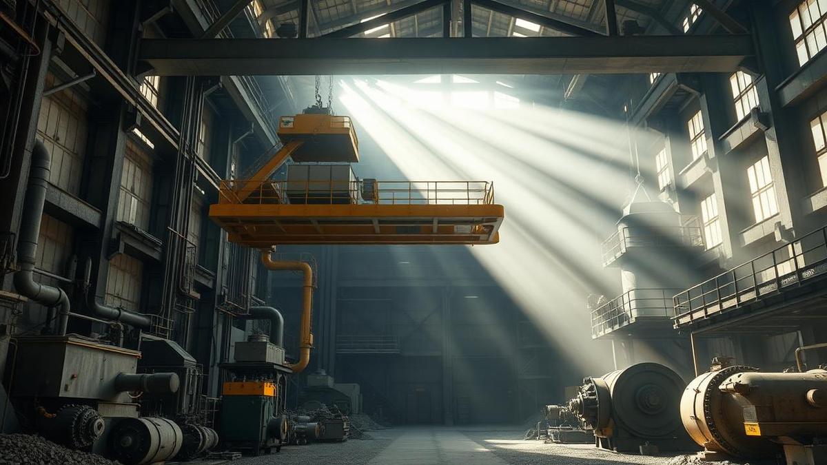 Crane technicians working on an overhead crane runway