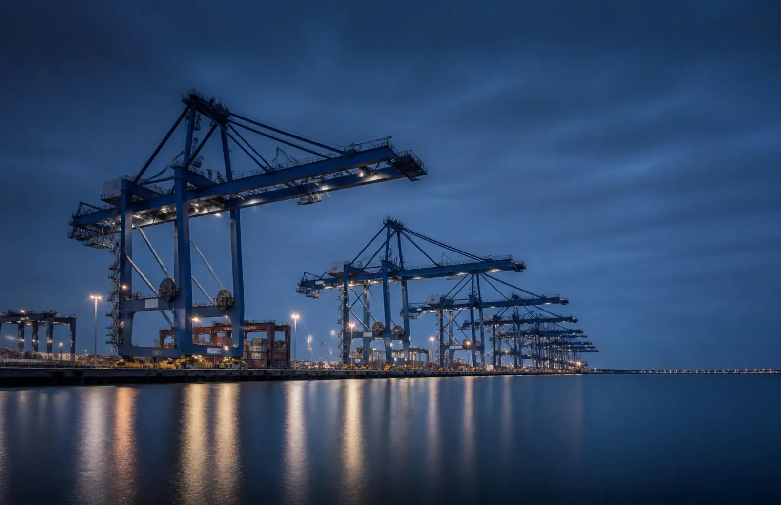 Heavy lifting equipment at a marine terminal and shipyard